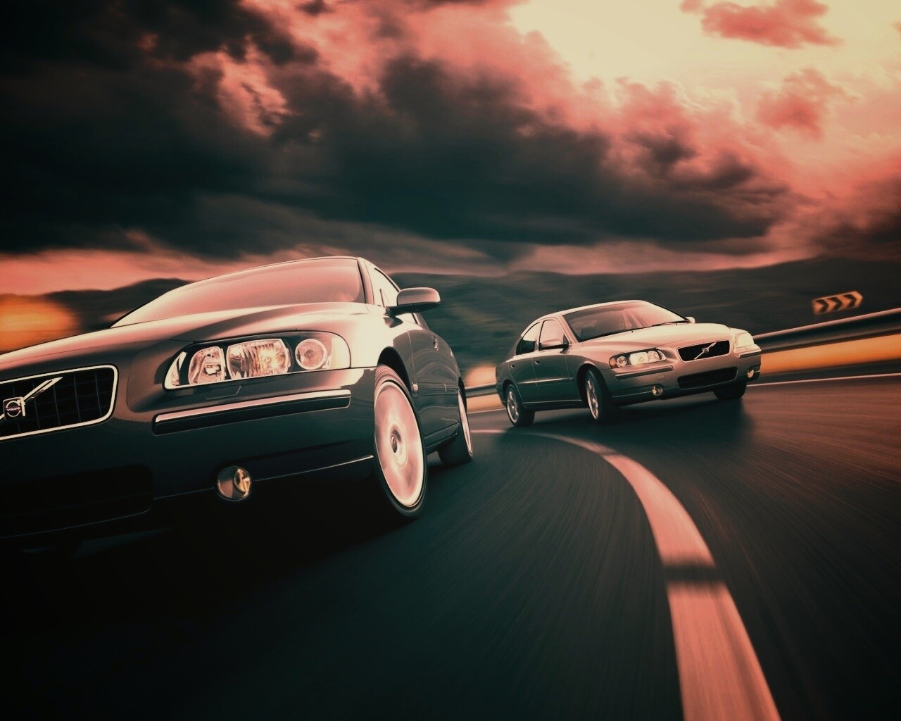 Два седана вольво на повороте обои