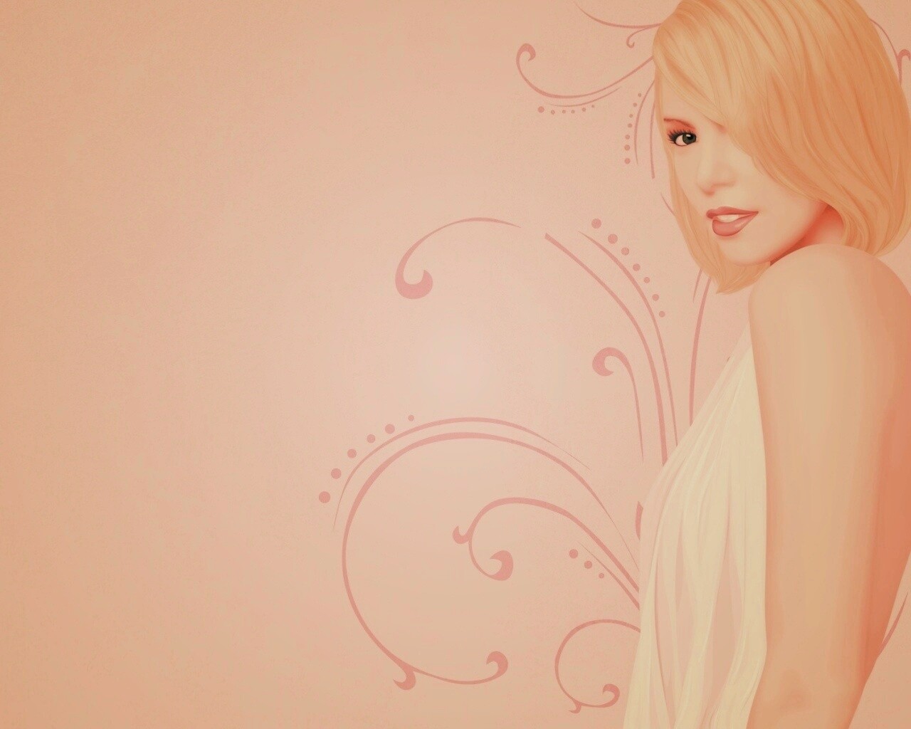 Нарисованная блондинка обои