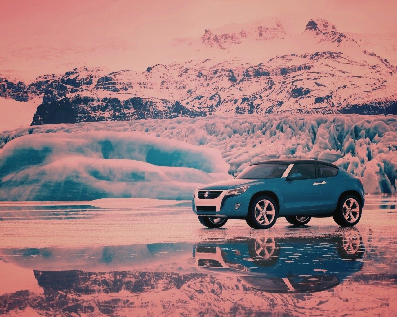 Внедорожник Фольксваген на льду обои