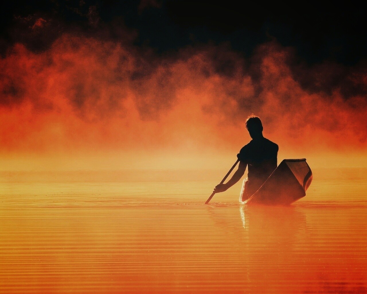 Один в лодке обои