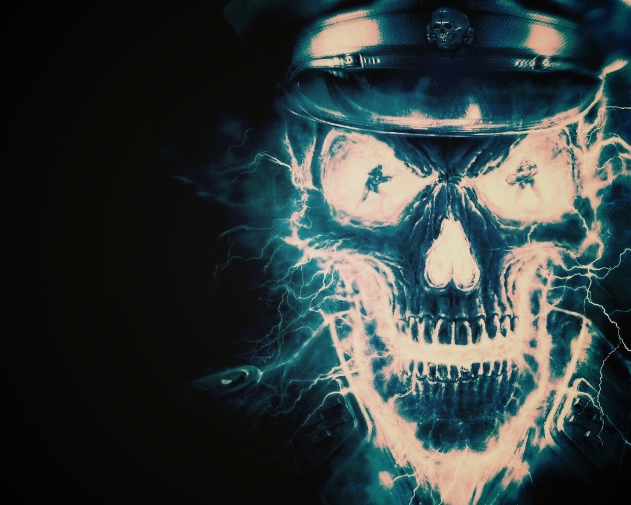 Череп из молний обои