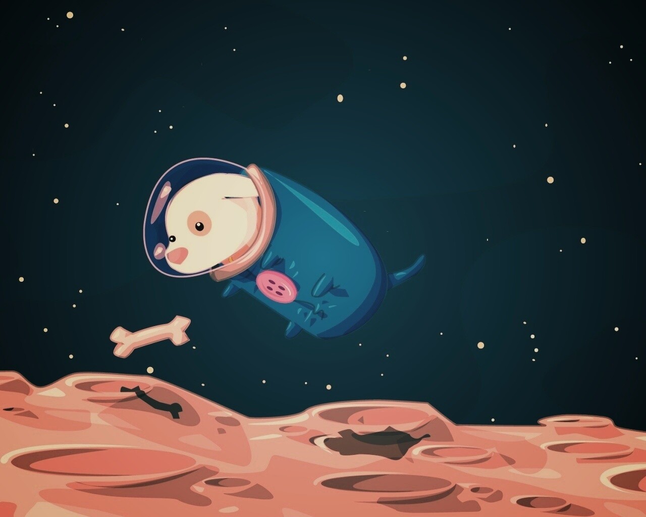 Собачка на луне обои