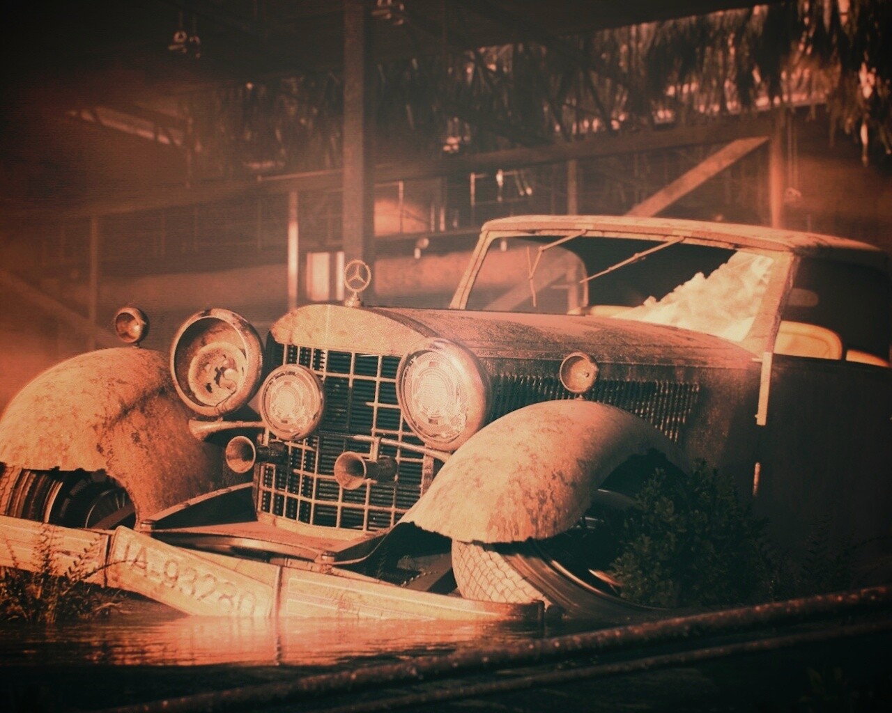 Гниющий ретро мерседес обои