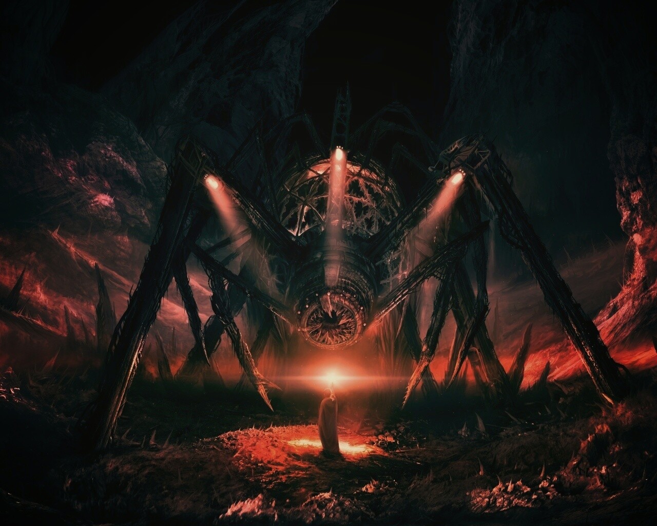 Свет против механического монстра обои