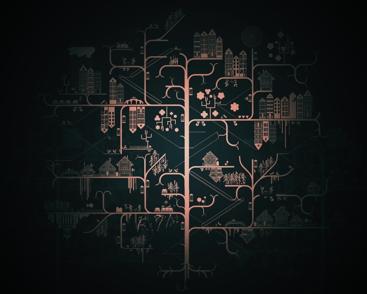 Древовидный город обои