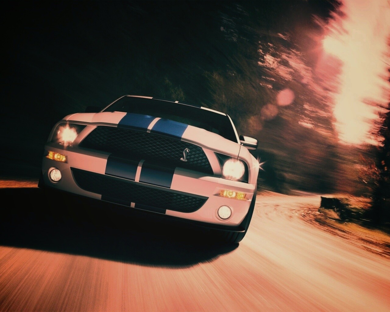 Форд Шелби с синими полосками обои