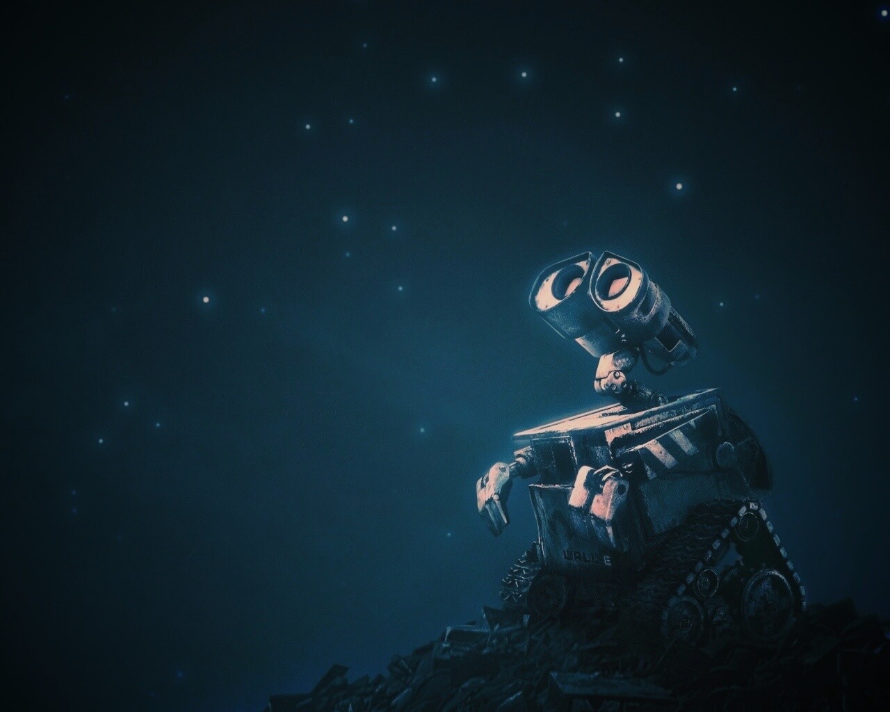 Валли смотрит на звезды обои