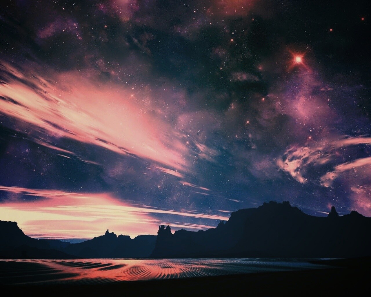 Ночное звездное небо обои