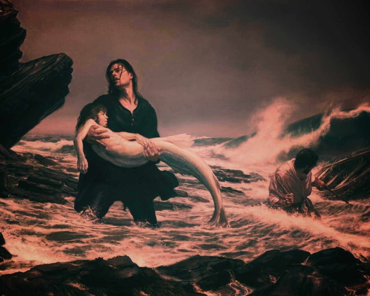 Рыбаки спасают русалку обои