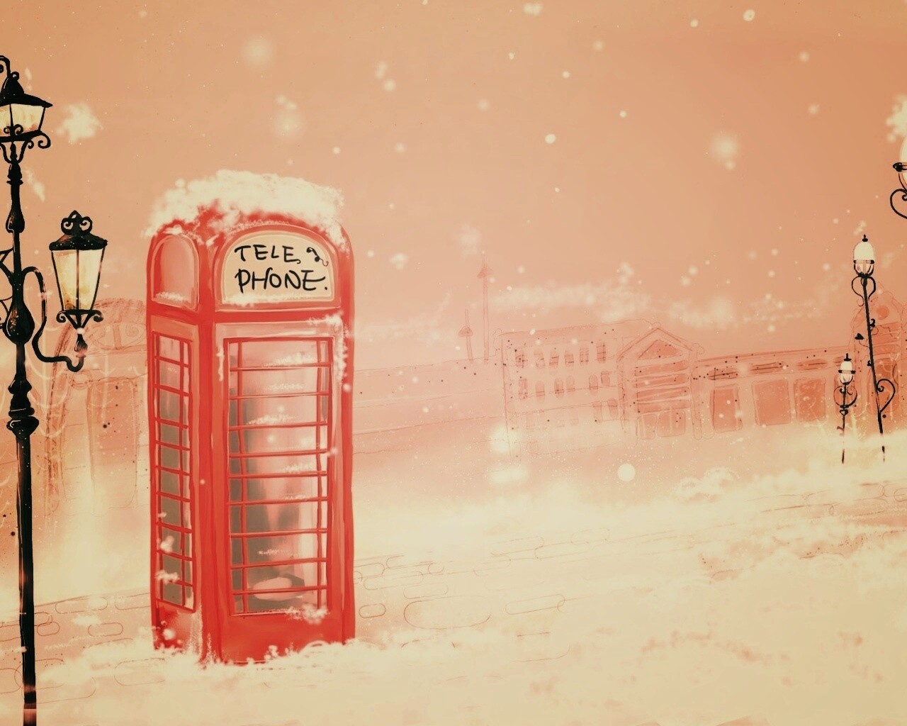 Лондонская телефонная будка обои