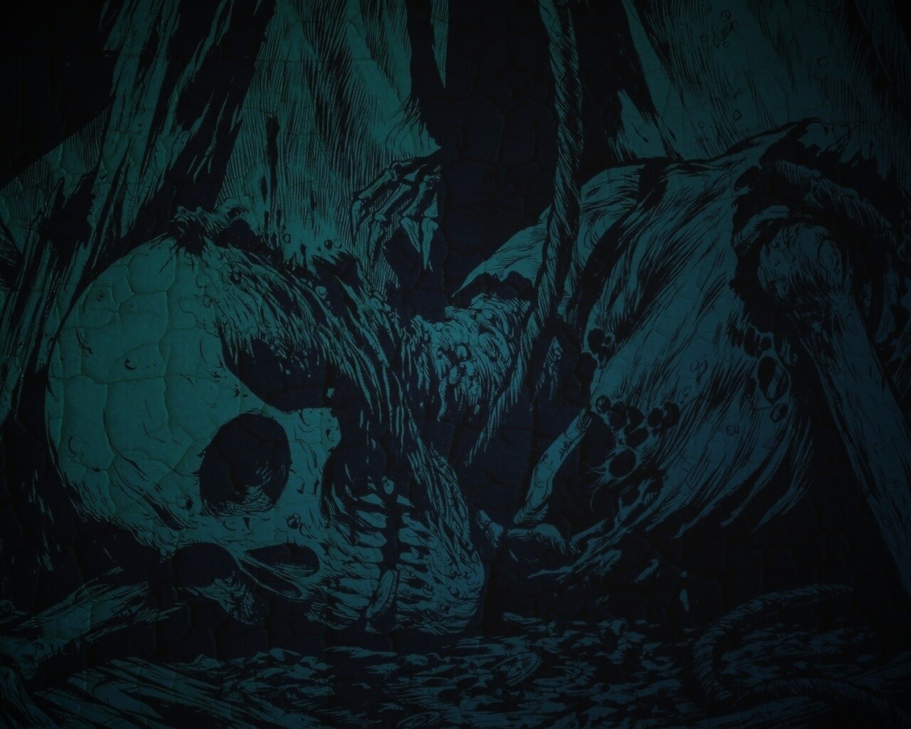 Тлеющий скелет обои