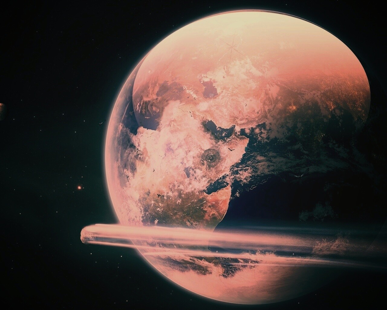 Метеорит пролетает мимо Земли обои