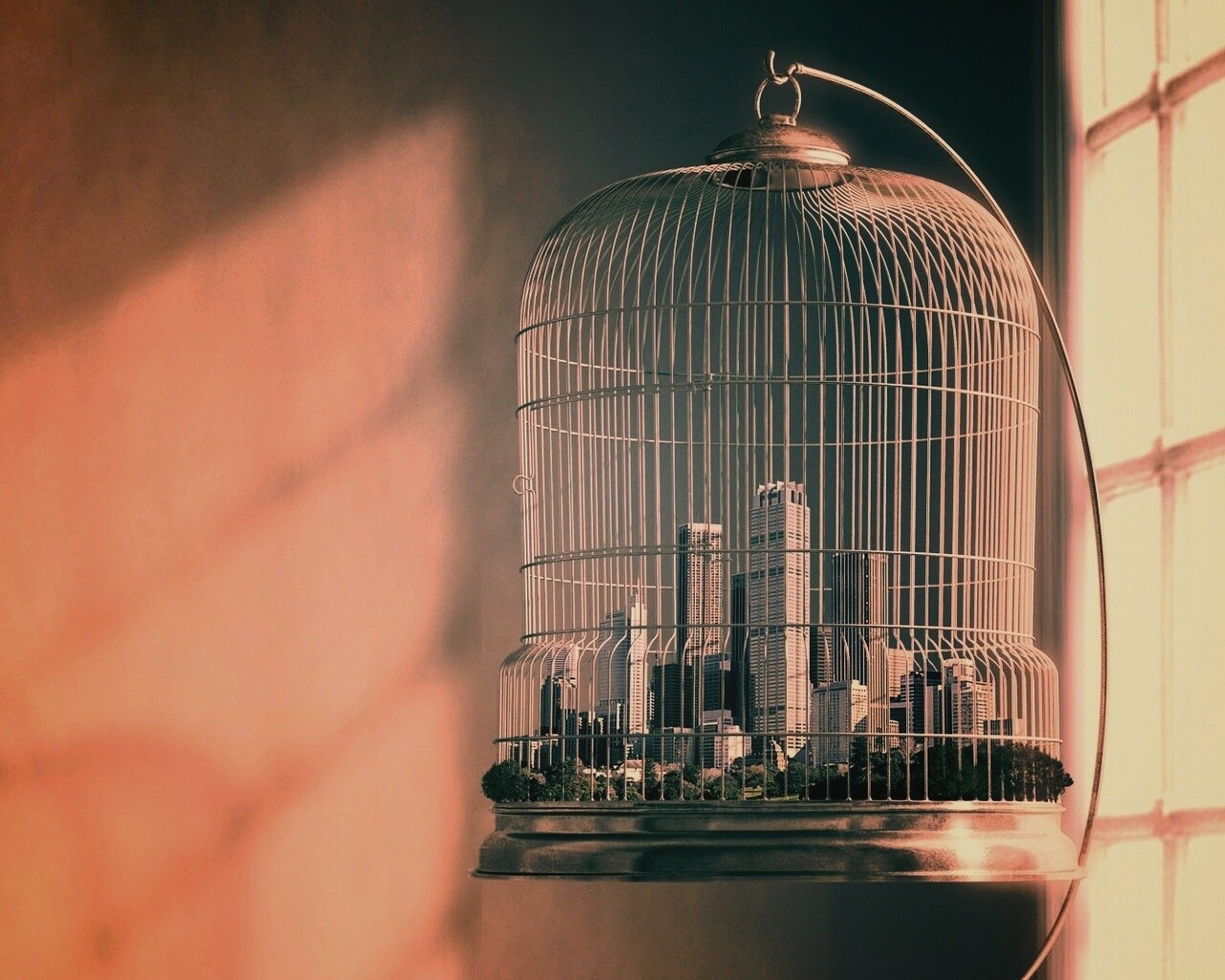 Город в клетке обои