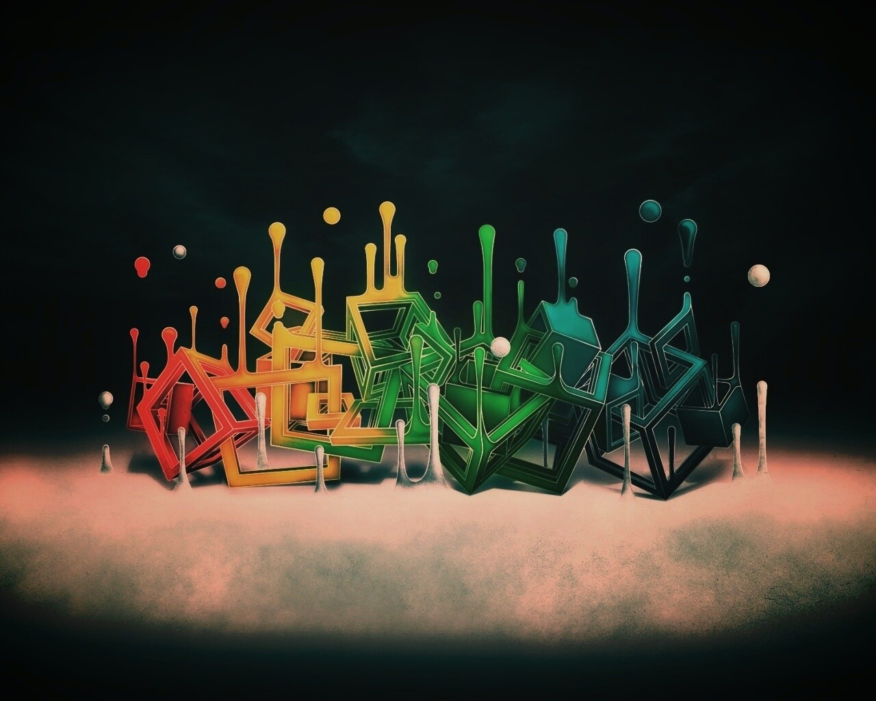 Цветные переплетающиеся кубы обои