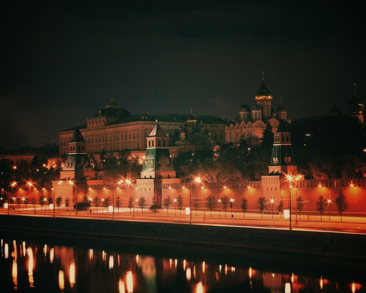 Ночной Кремль обои