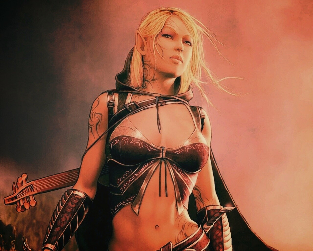 Эльфийка с мечем обои