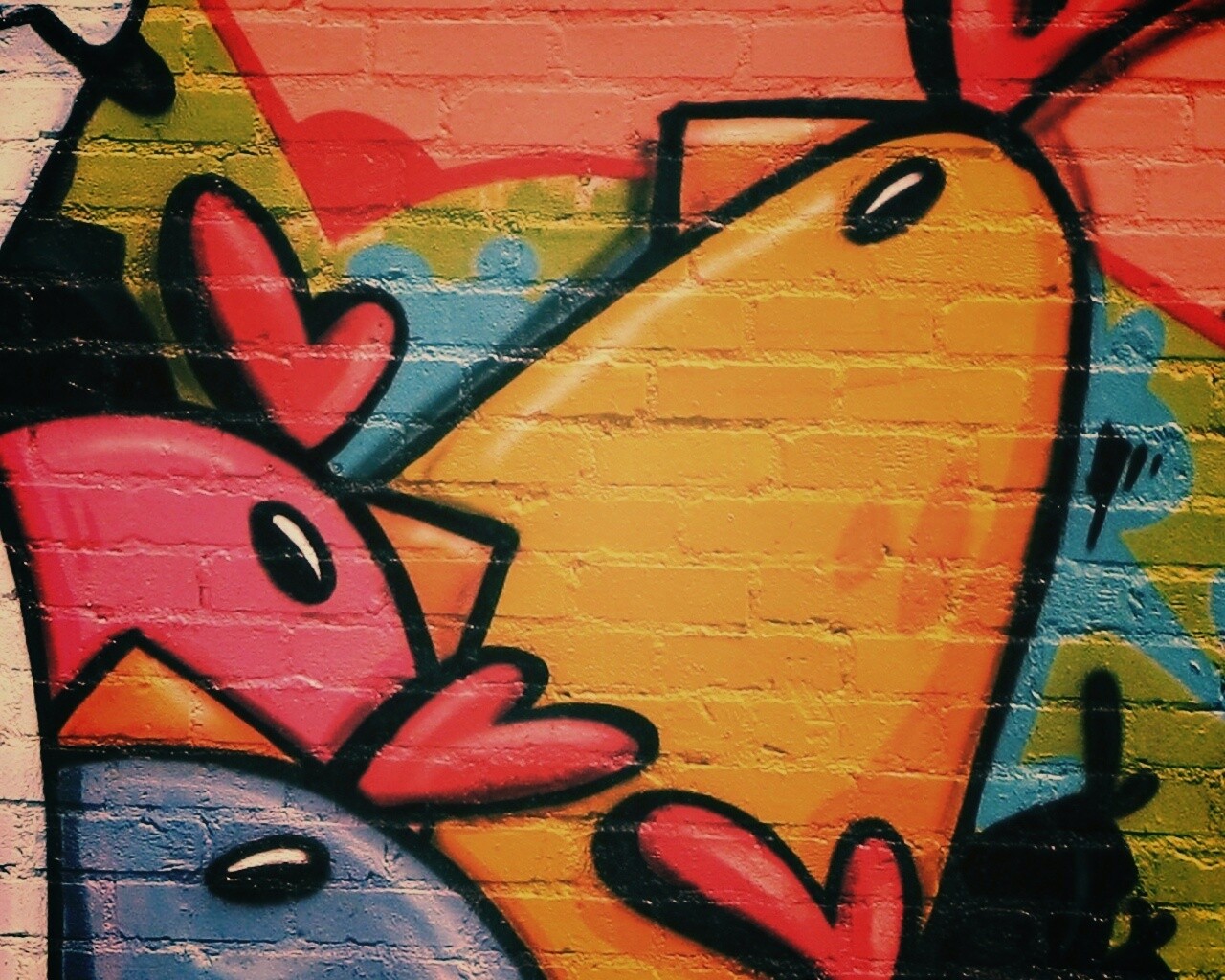 Граффити Курица с цыплятами обои