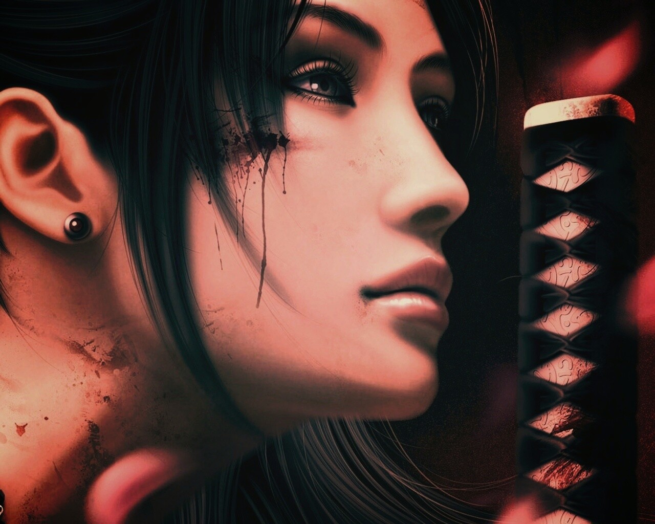 Японка с катаной обои