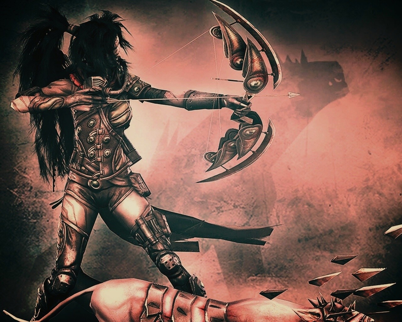 Лучница с боевым псмо обои