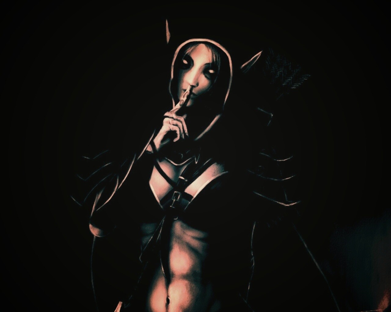 Ночная эльфийка призывает к тишине обои