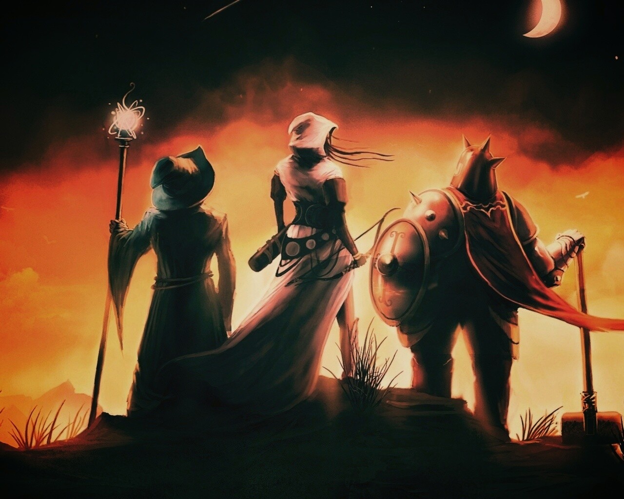 Воин, лучник и маг обои