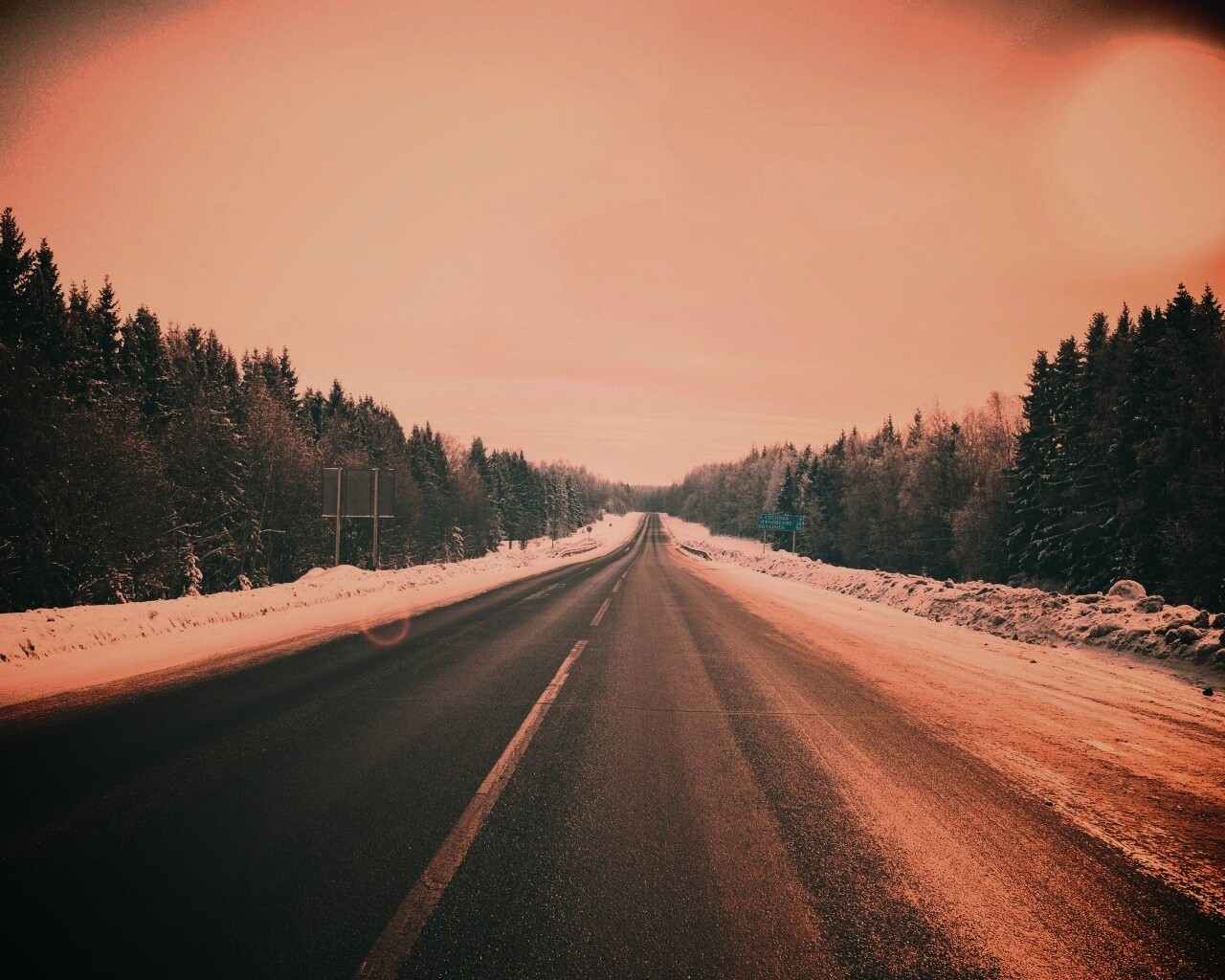 Дальняя дорога зимой обои