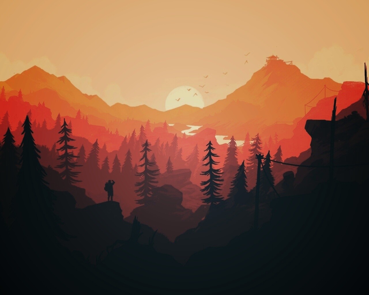 Красный Firewatch обои