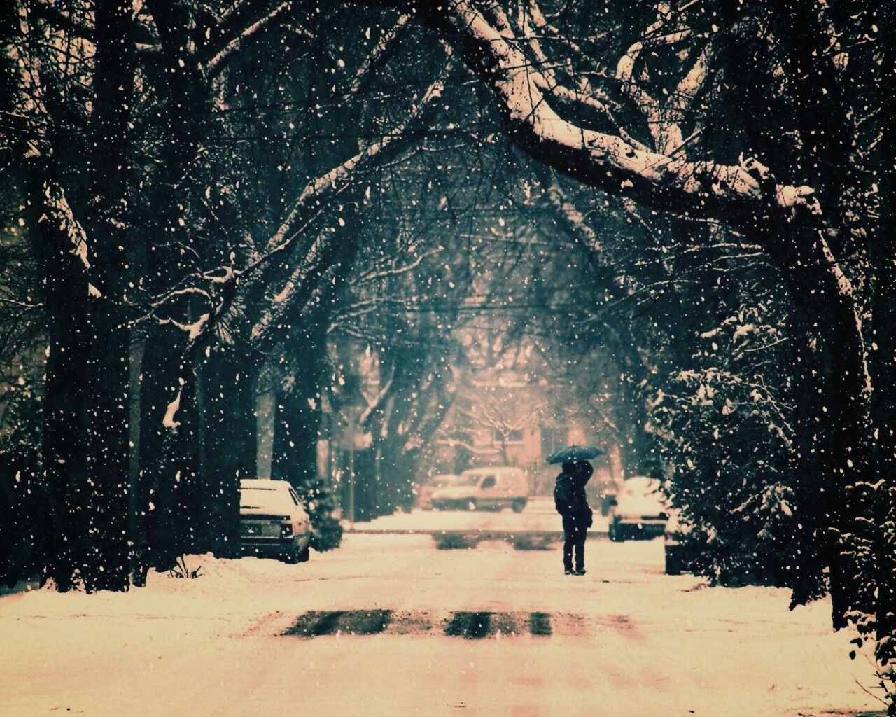 Зимняя улица обои