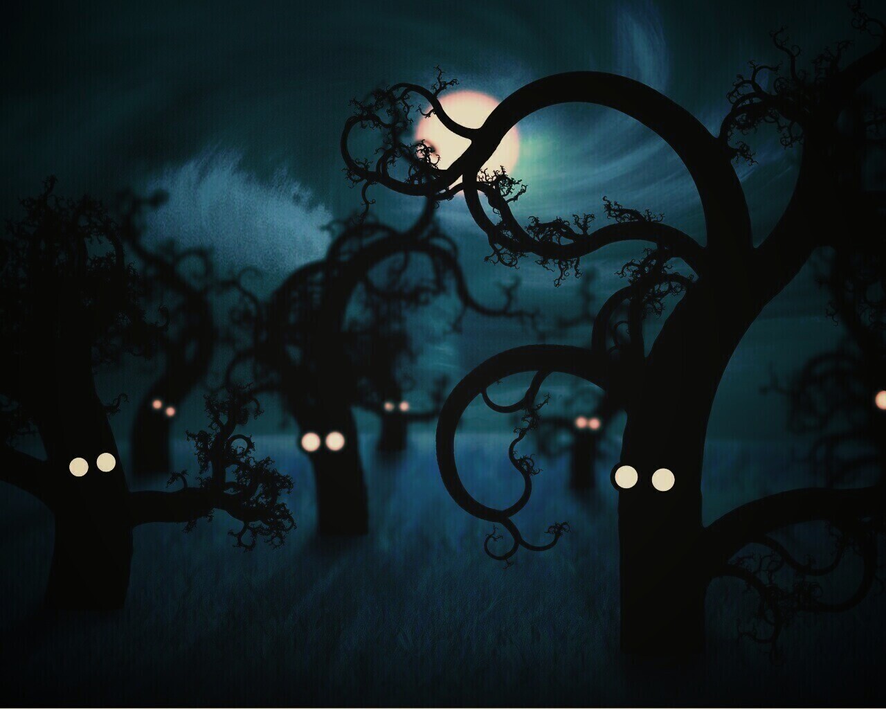 Страшно ночью в лесу обои