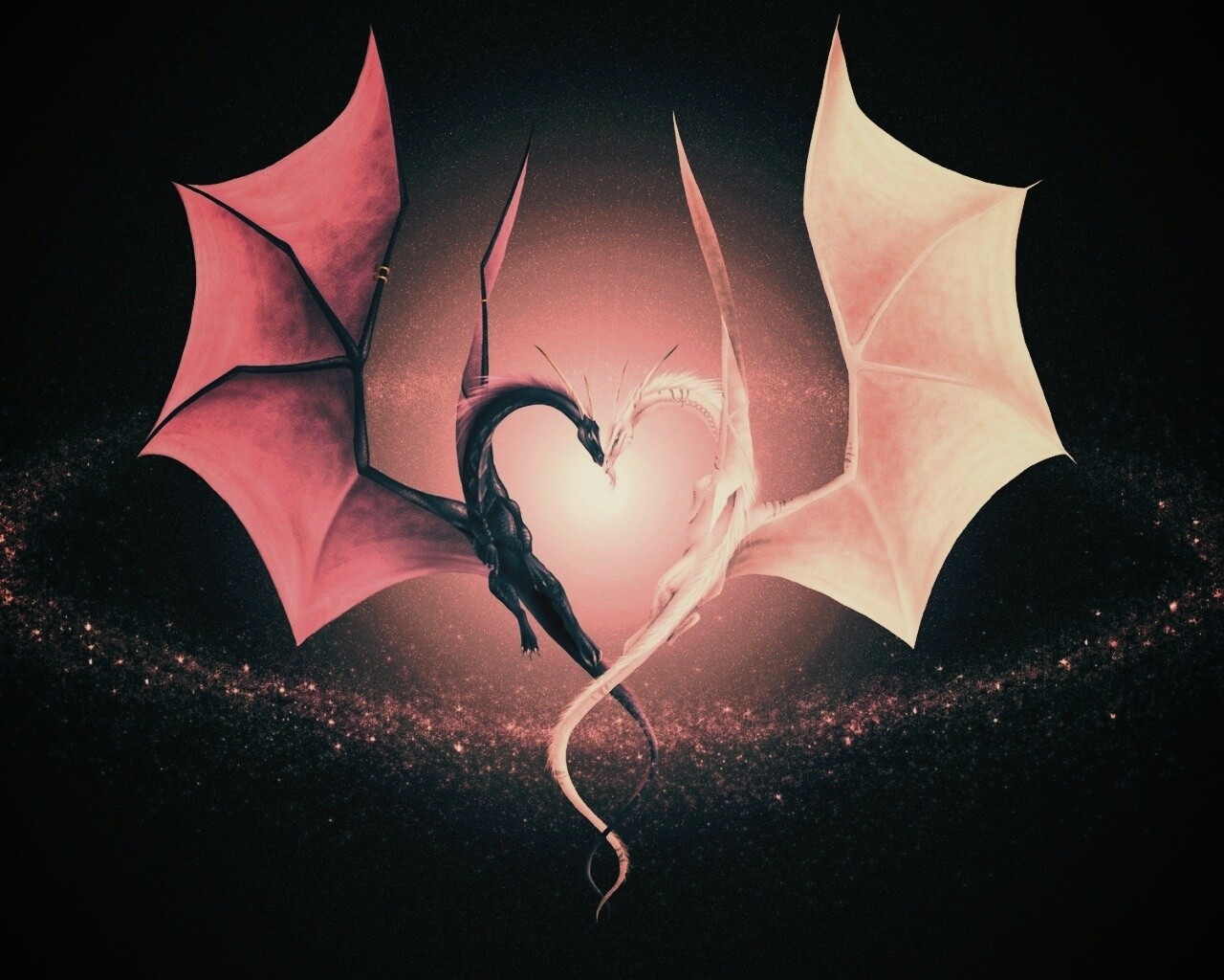 Влюбленные драконы обои