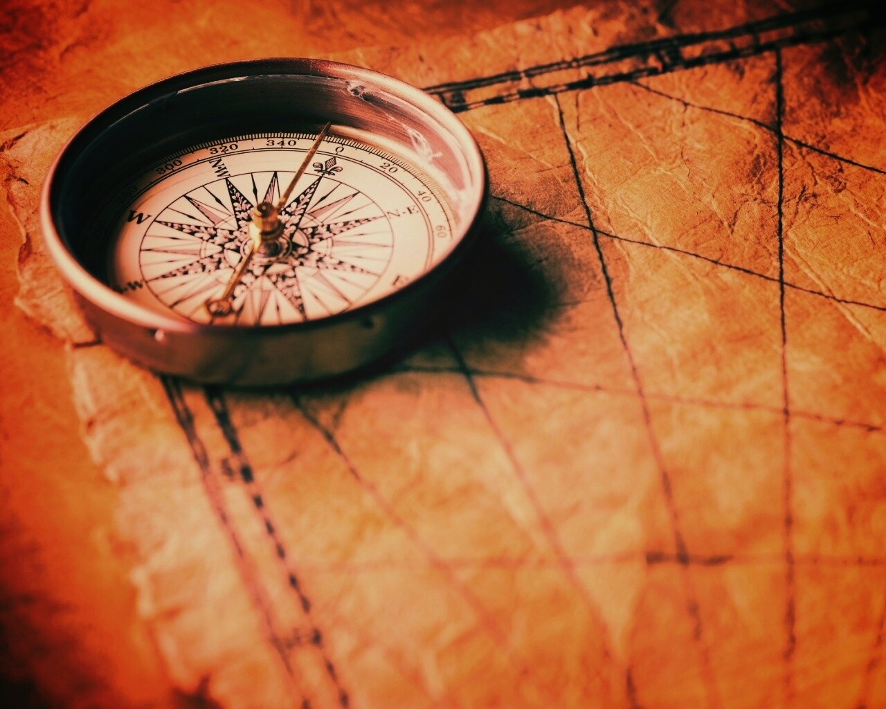 Компас и старая карта обои