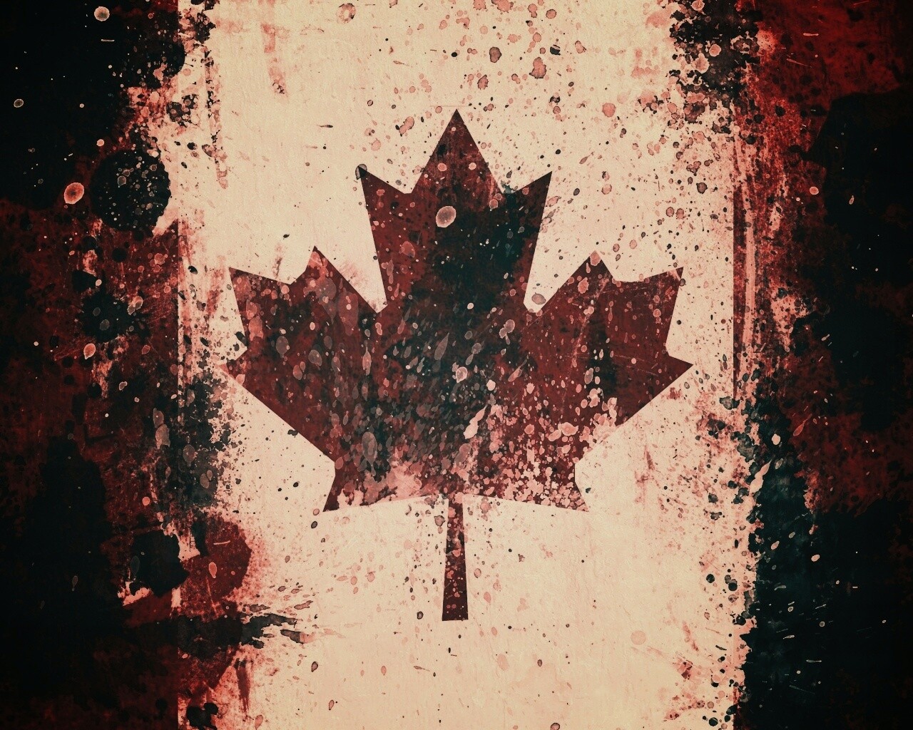 Флаг Канады нарисованный краской обои