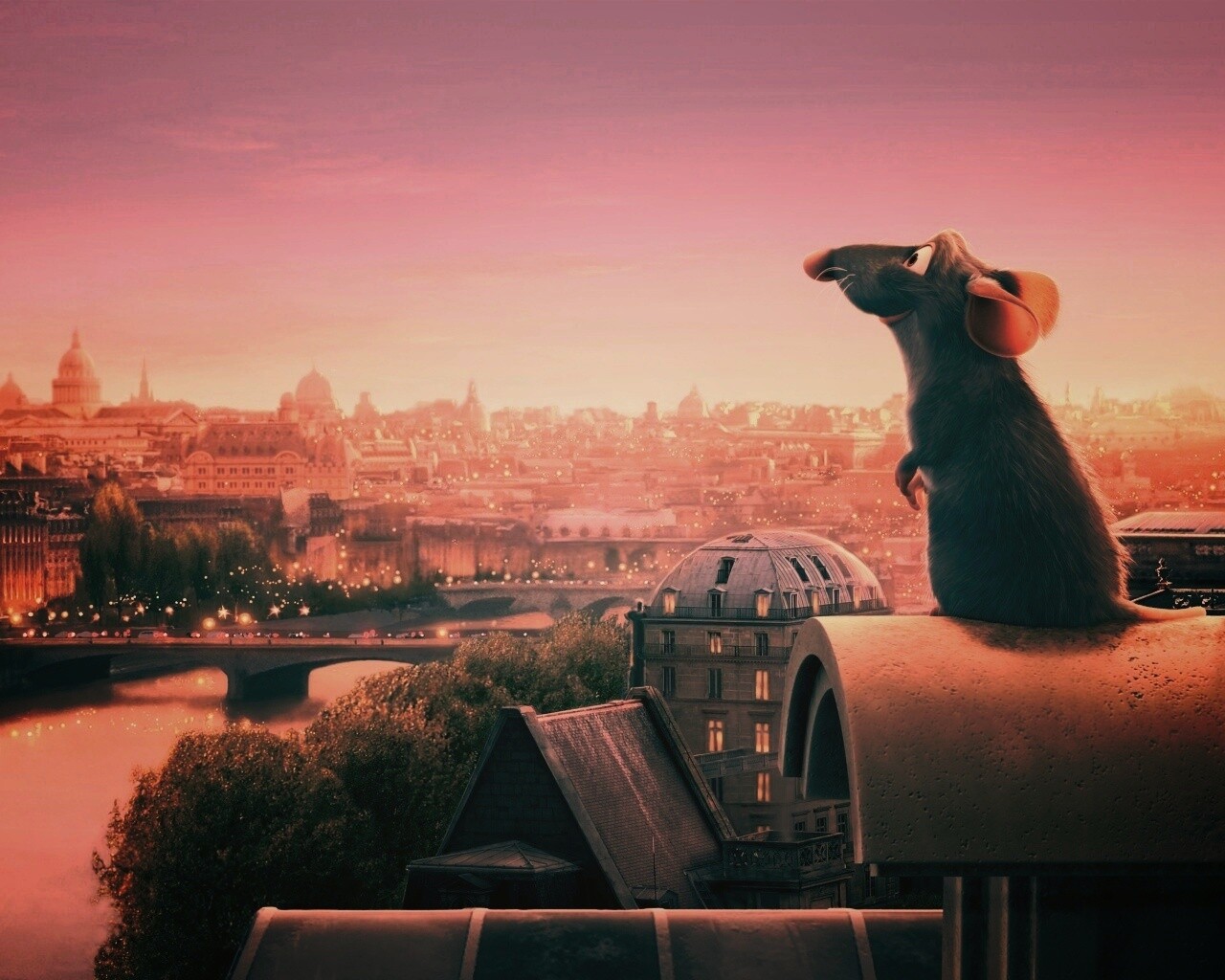 Рататуй на фоне Парижа обои