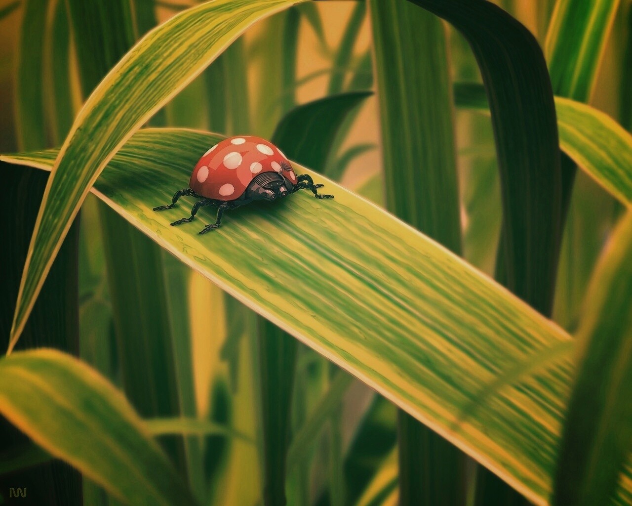 Милая божья коровка робот обои