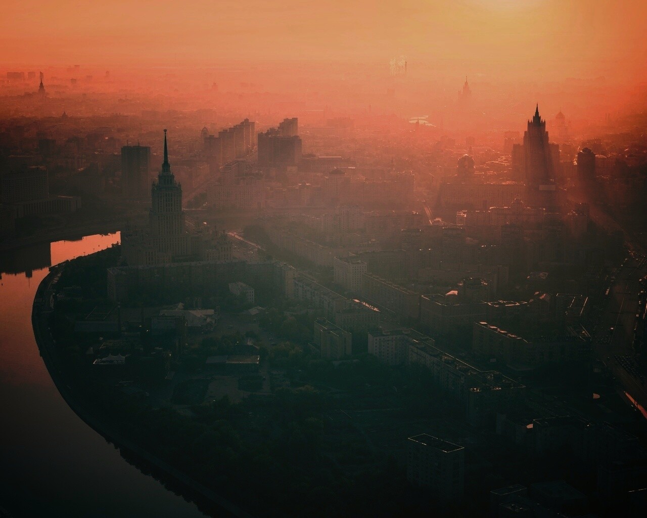 Москва в тумане обои