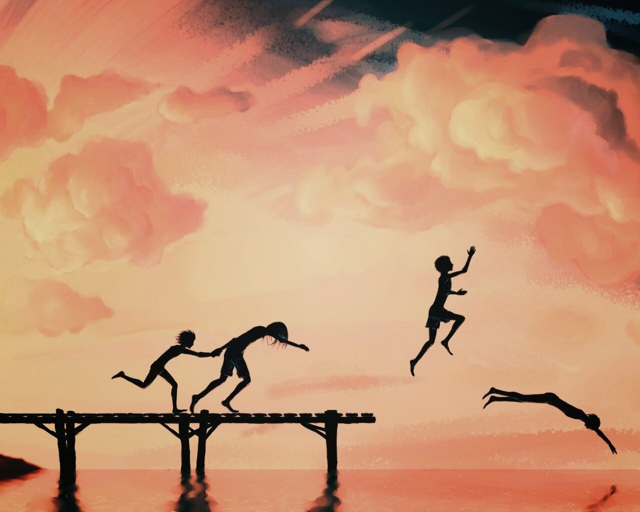 Прыжки с причала обои