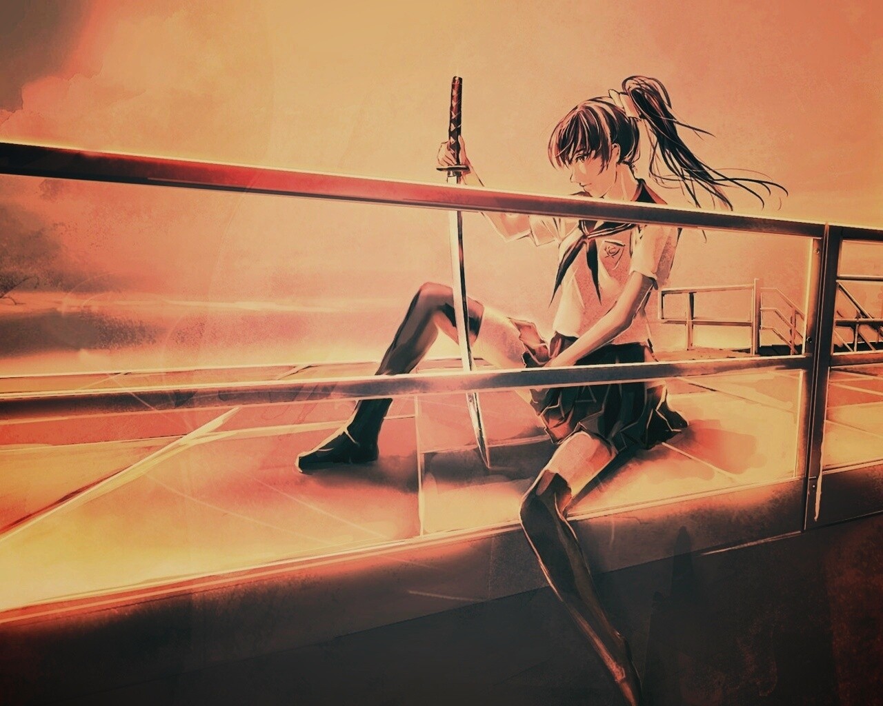 С катаной в руке обои