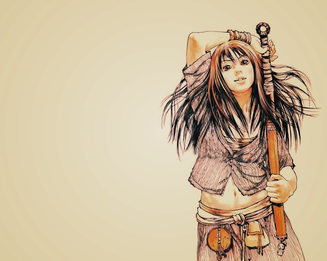 Девушка с битой обои