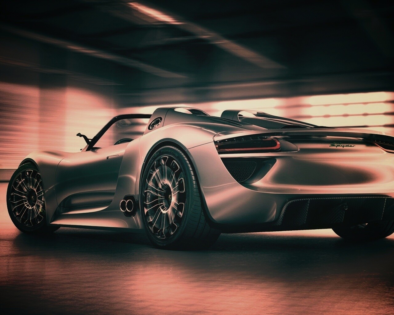 Porsche 918 Spider вид сзади обои