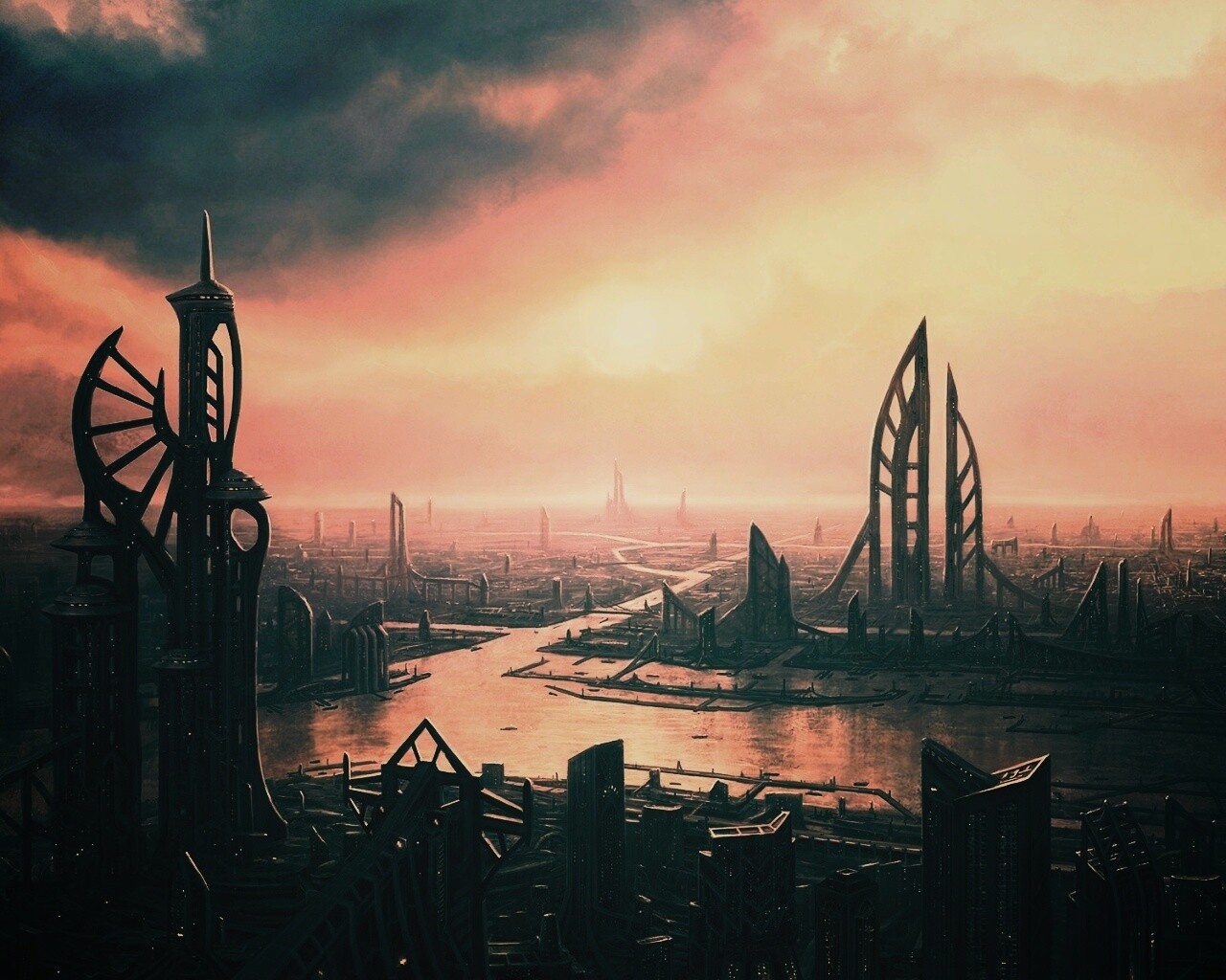 Прекрасный город будущего обои