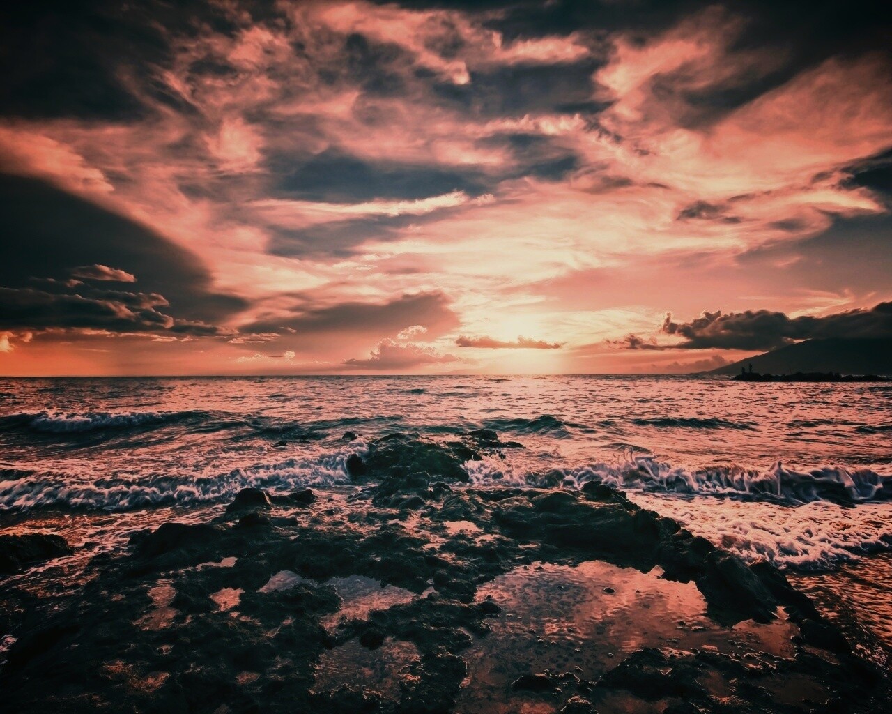 Закат на море обои