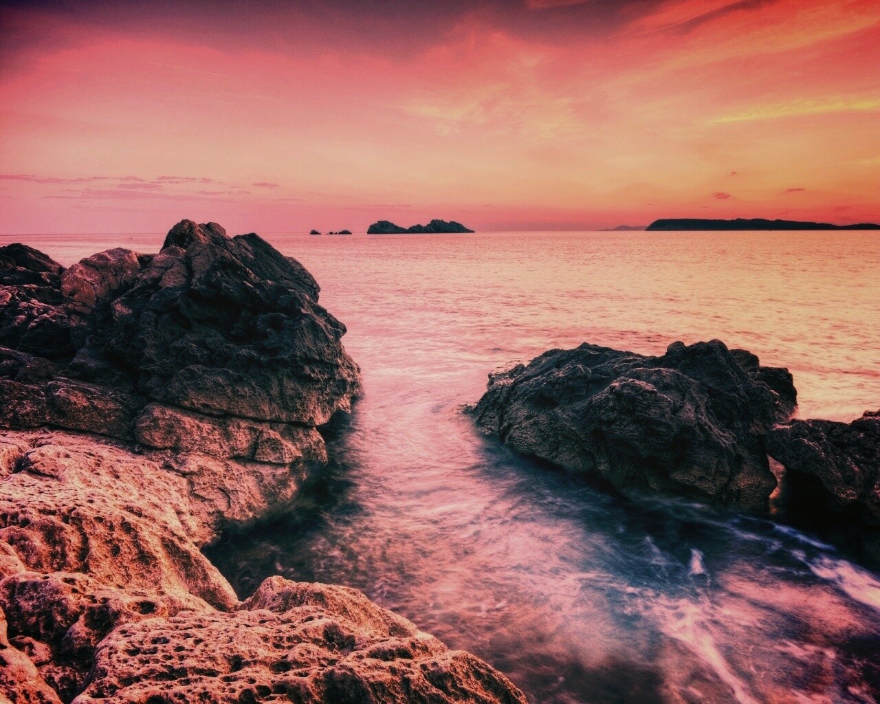 Закат на море обои