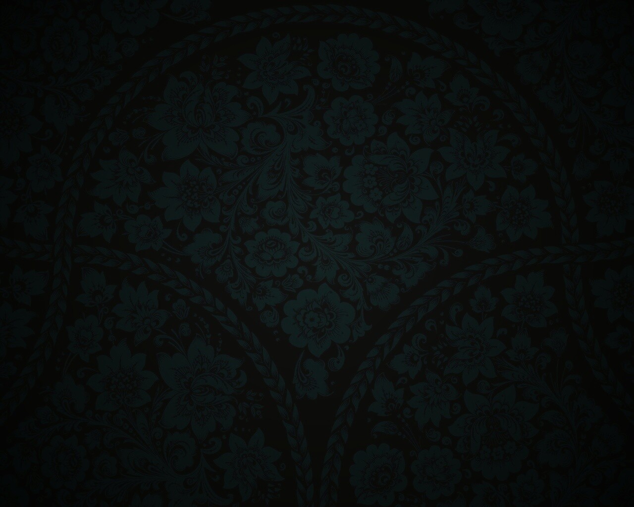 Черный цветастый узор под хохлому обои