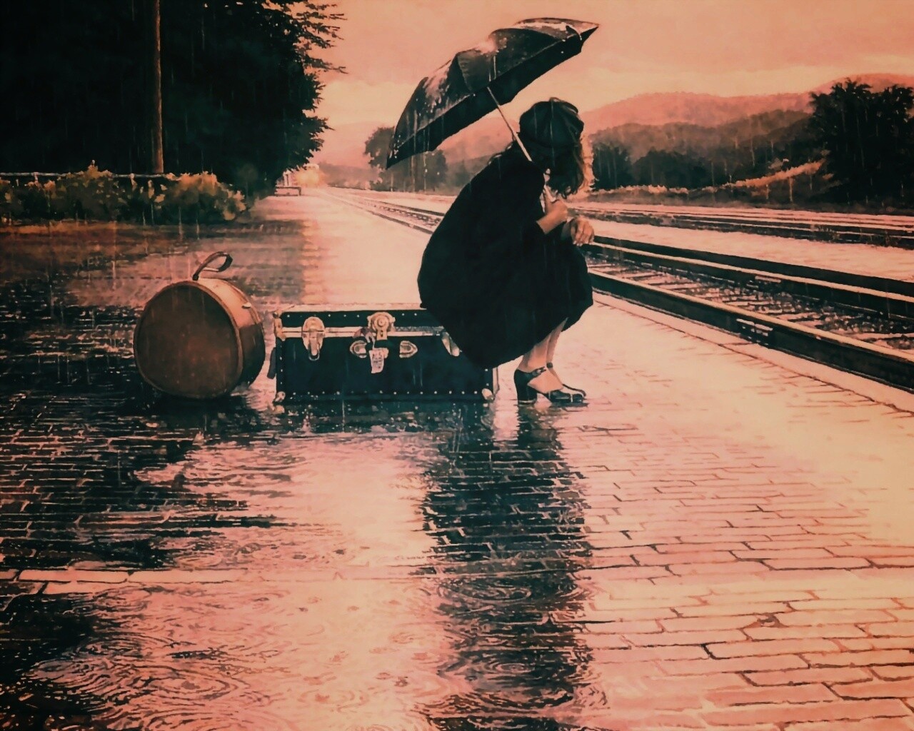 В ожидании поезда обои