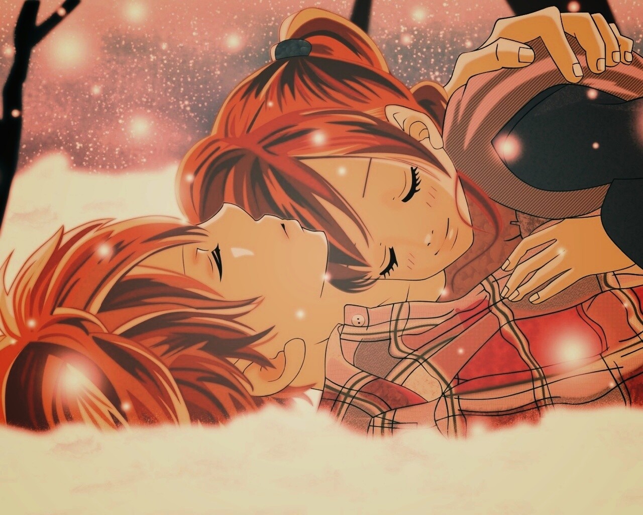 Двое на снегу из Bokura Ga Ita обои