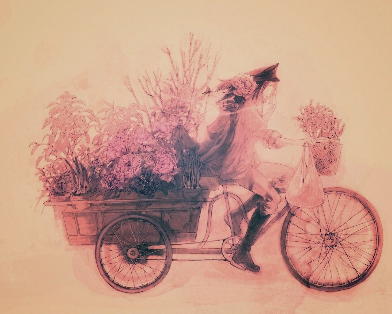 Развозчик цветов в пастельных тонах обои