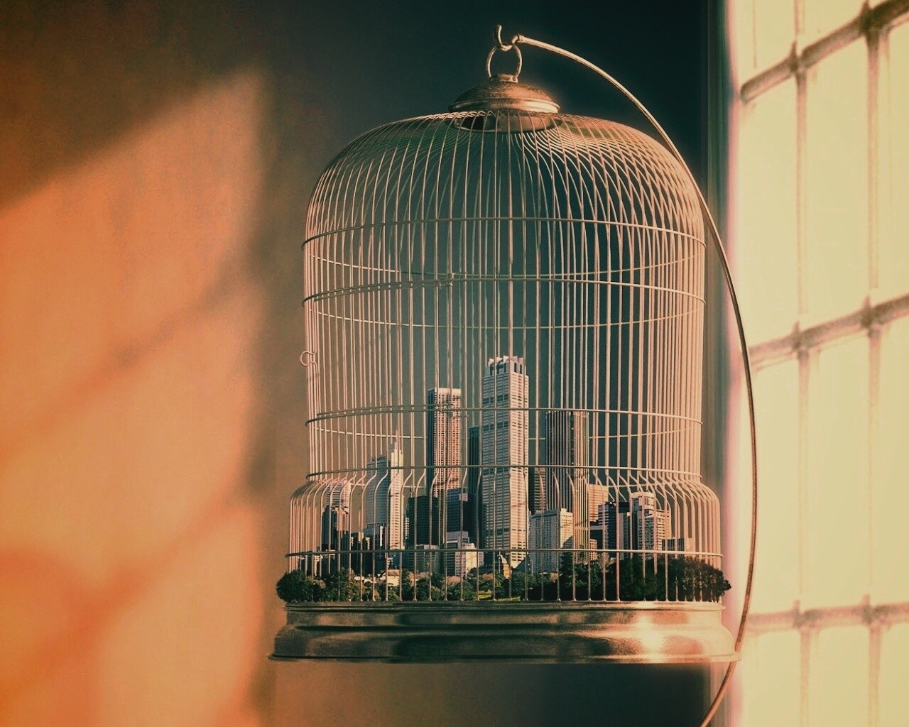 Город в клетке обои