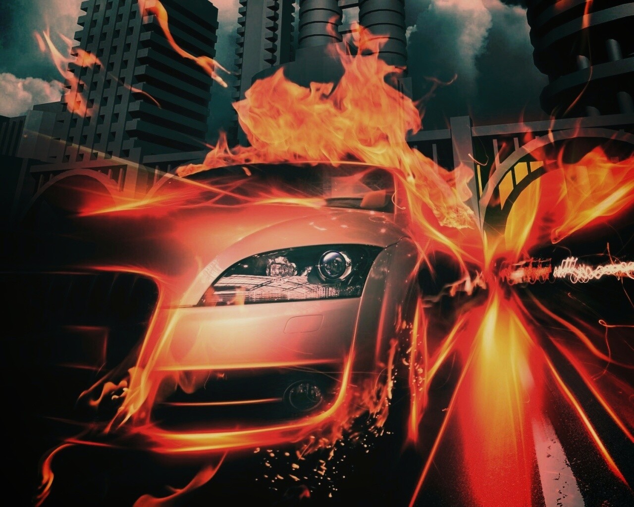 Ауди в огне обои