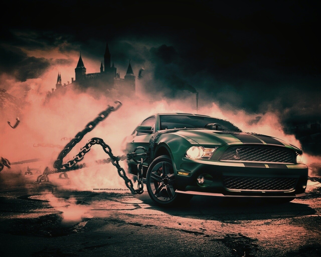 Ford Mustang рвёт цепи обои