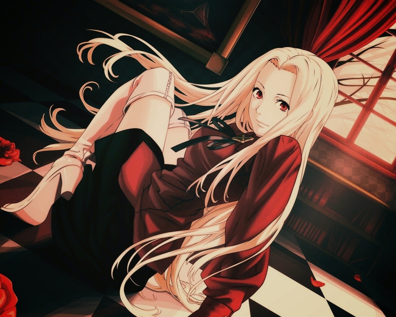 Блондинка в белых сапогах обои